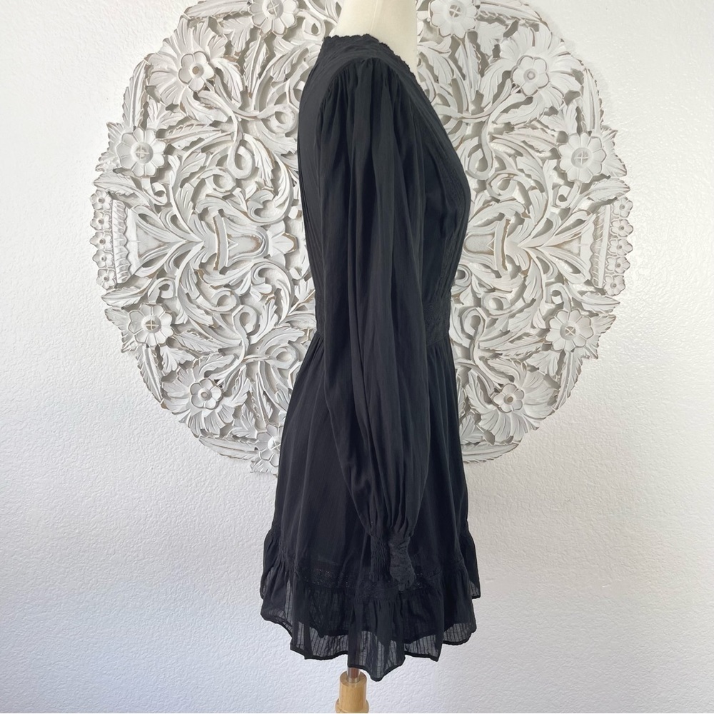 {Reformation} Elisabetta Black Lace Puff-Sleeve Mini Dress, Size 2 - Picture 6 of 11